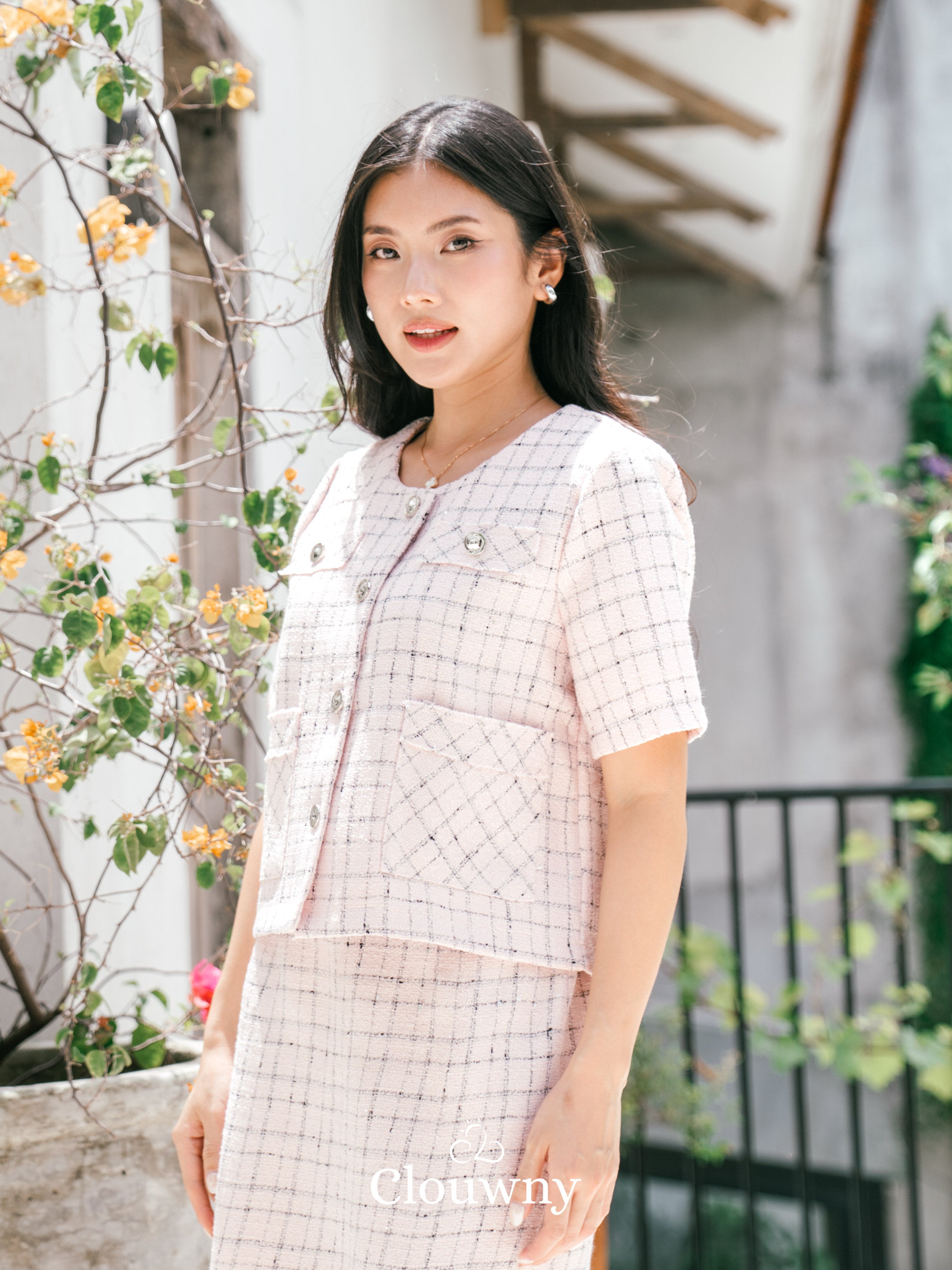 Daphne Tweed Set - Pink
